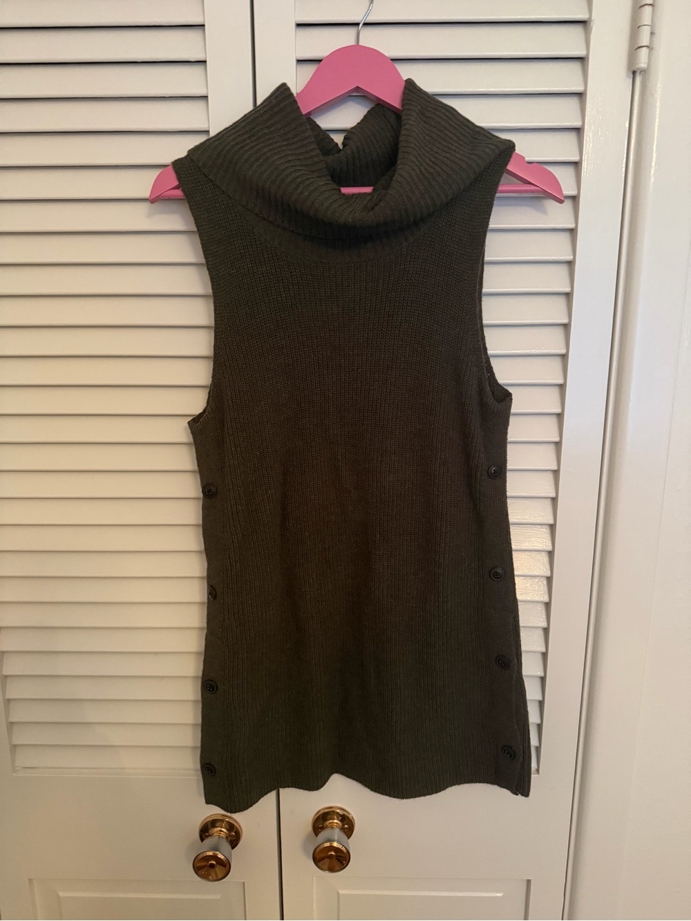 Banana Republic Olive Sleeveless Cowl Neck Knit Tunic
